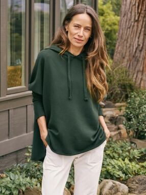 Frank & Eileen Kane Capelet Hoodie In Evergreen Cotton Triple Fleece